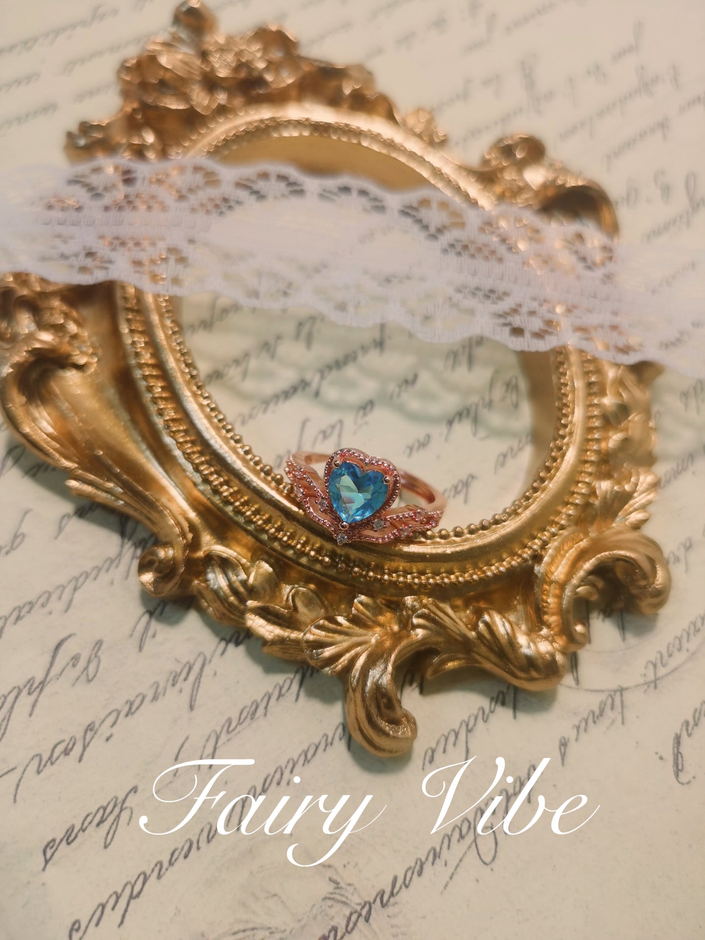 Heart Shaped Blue CZ Rose Gold Ring