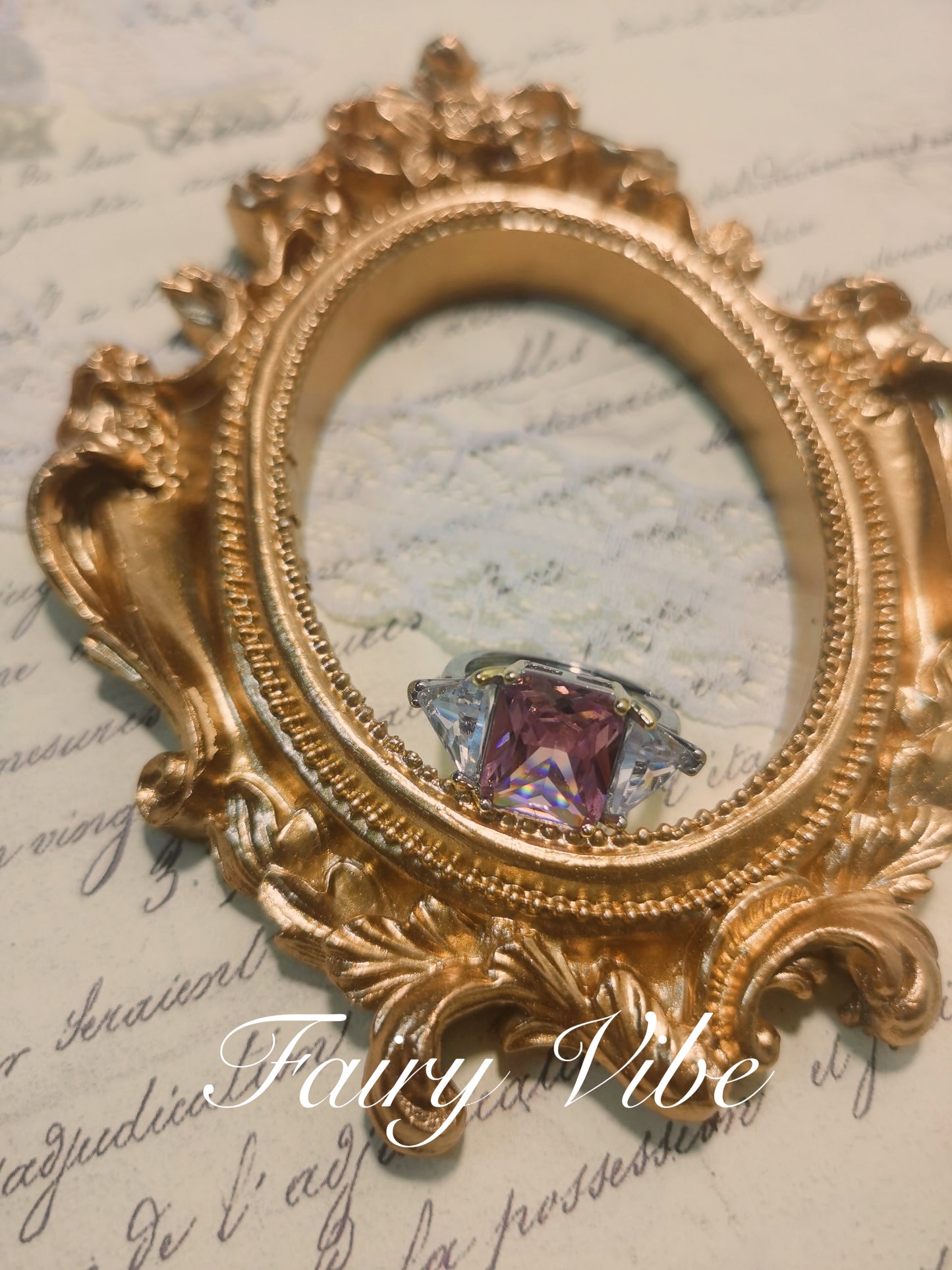 Elegant 8'' Cubic Cut Created Pink & White Moissanite Diamond Ring