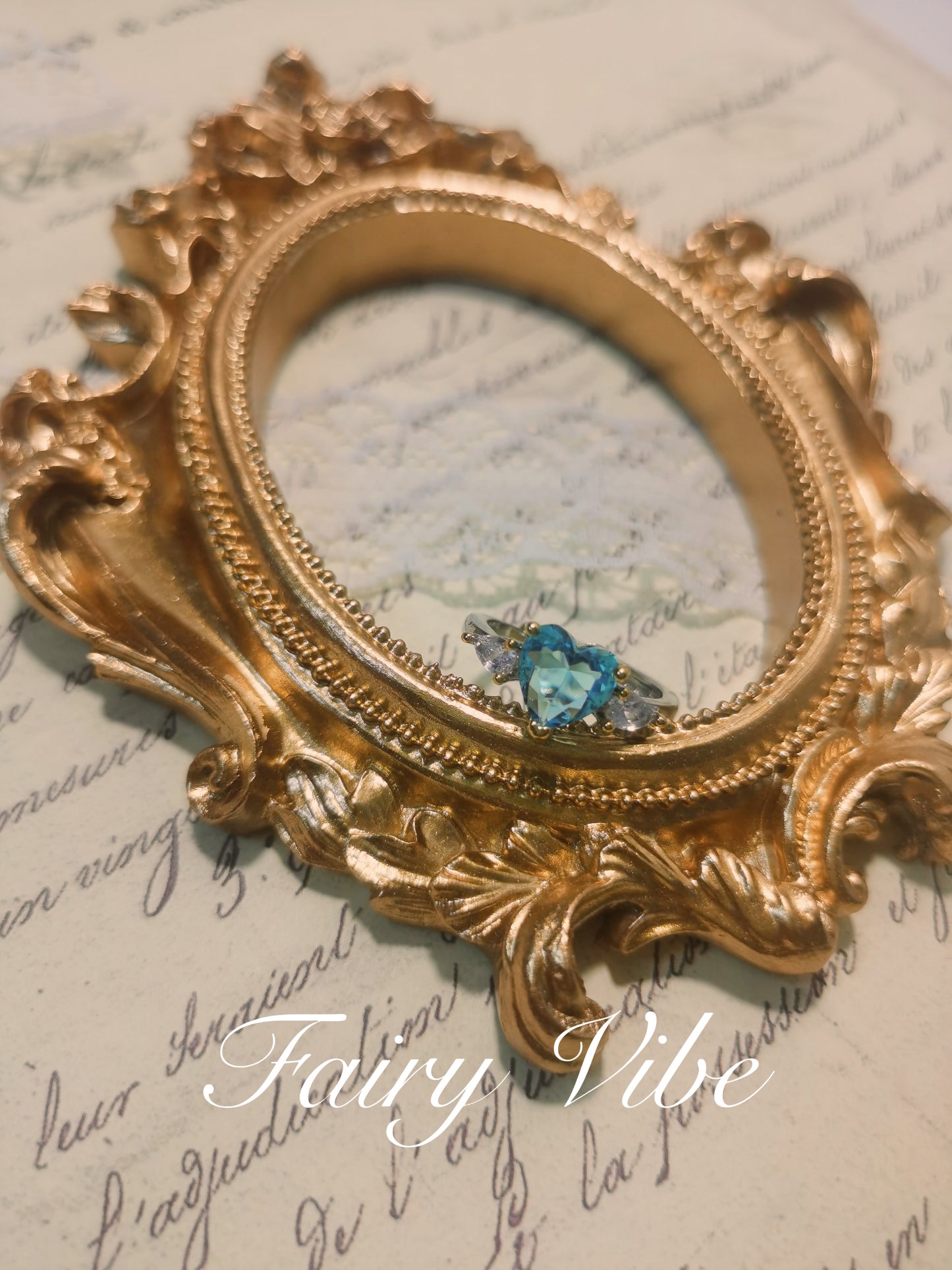 Designer Ring Blue Heart Shaped with Pear Diamond Silver Ring Lab Created CZ