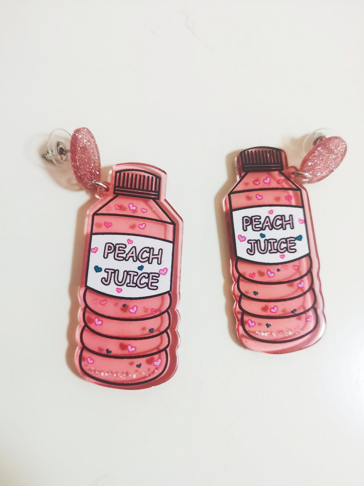 Peach Juice Bottle Earring, creative gift, daily earring, funny