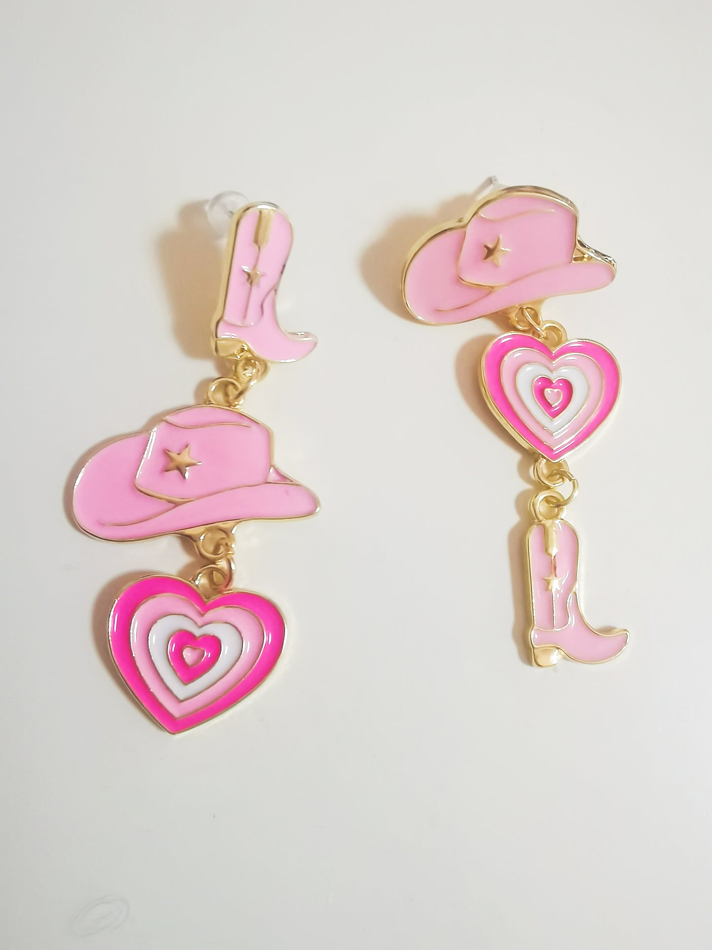 Cowboy Suits Pink Heart Earring, fashion wearing daily earring gift