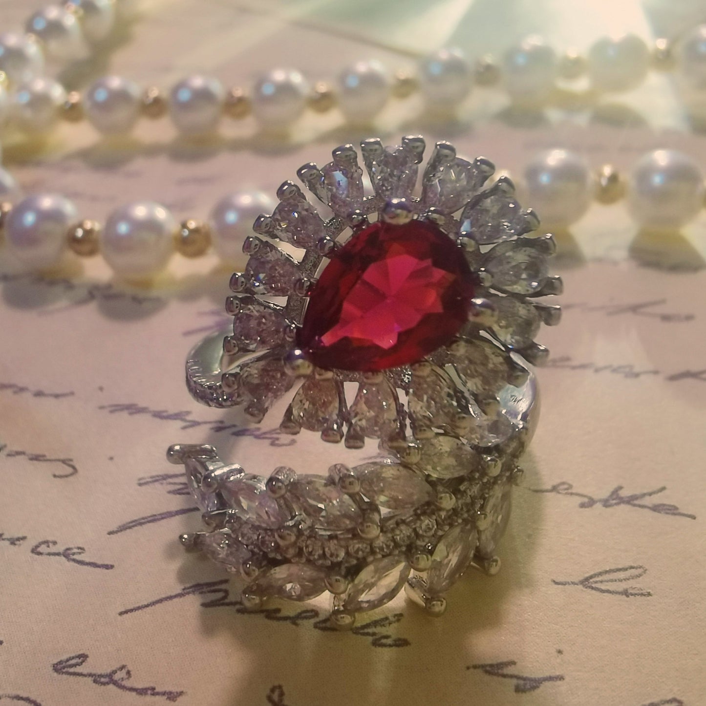 Palm Shaped Cocktail Created Rube Silver Ring