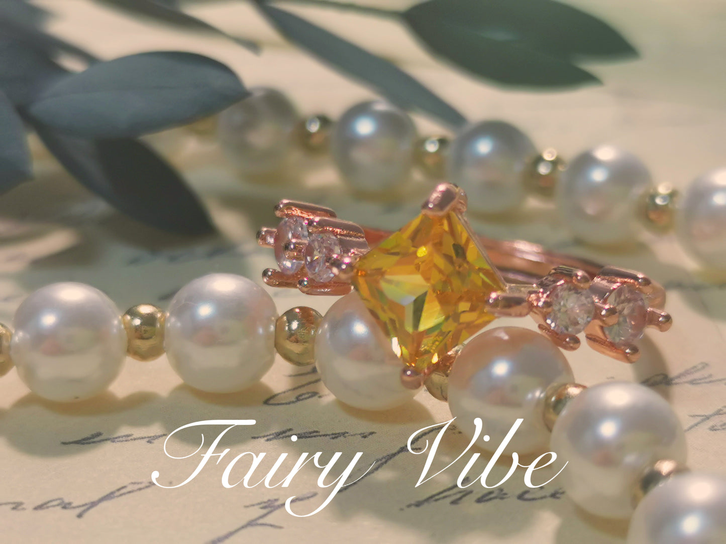 Yellow Shinning Cubic Zirconia Topaz Rings For Women Rose Gold Plated