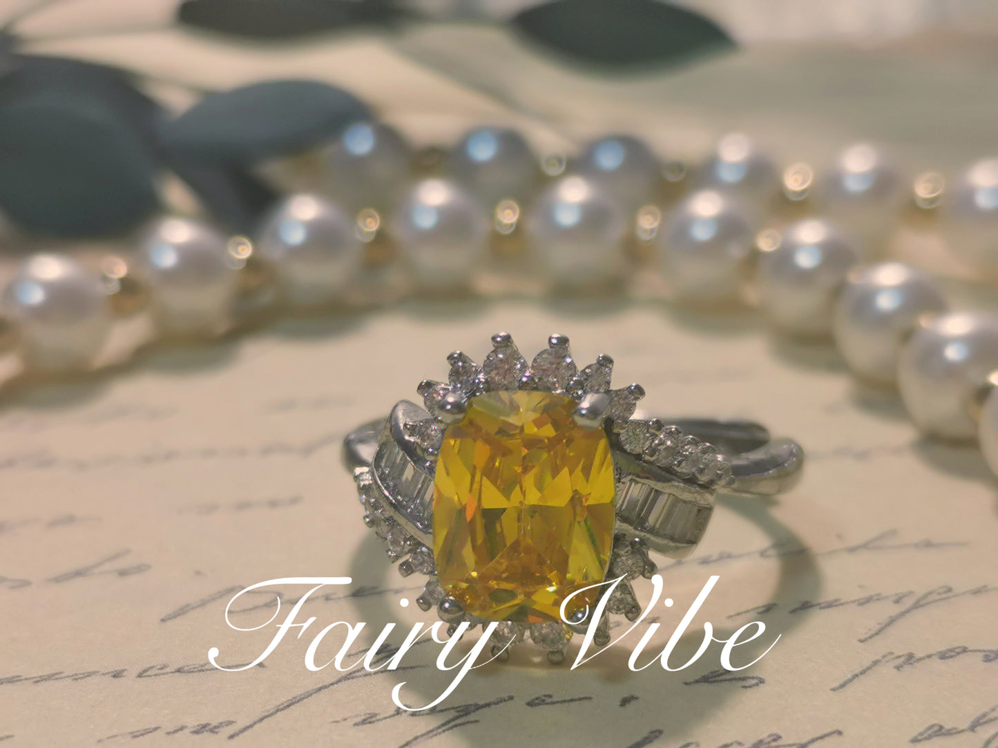 Designer ring Yellow  Fine Cut CZ Silver Ring