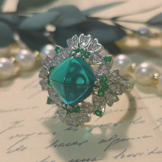 Sugar-loaf Cut Fine Craving 5'' Dark Green CZ Ring