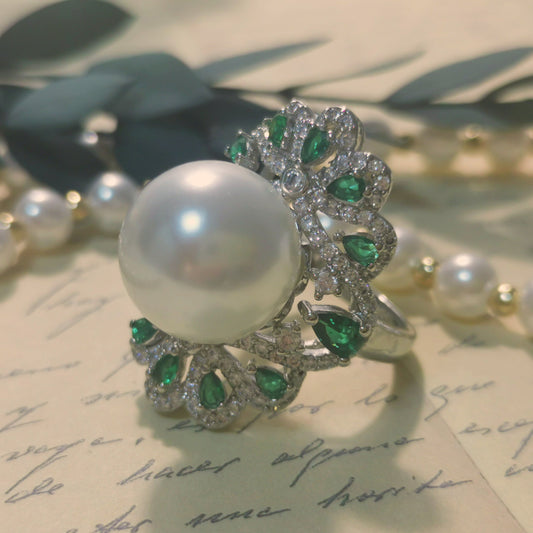 Designer Ring 12mm Cultivated White Pearl Ring