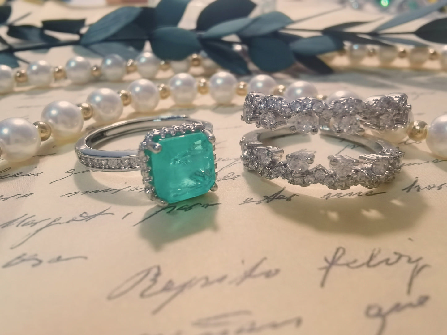 Designer Separable Rings Cubic Cut Lake Blue CZ Ring