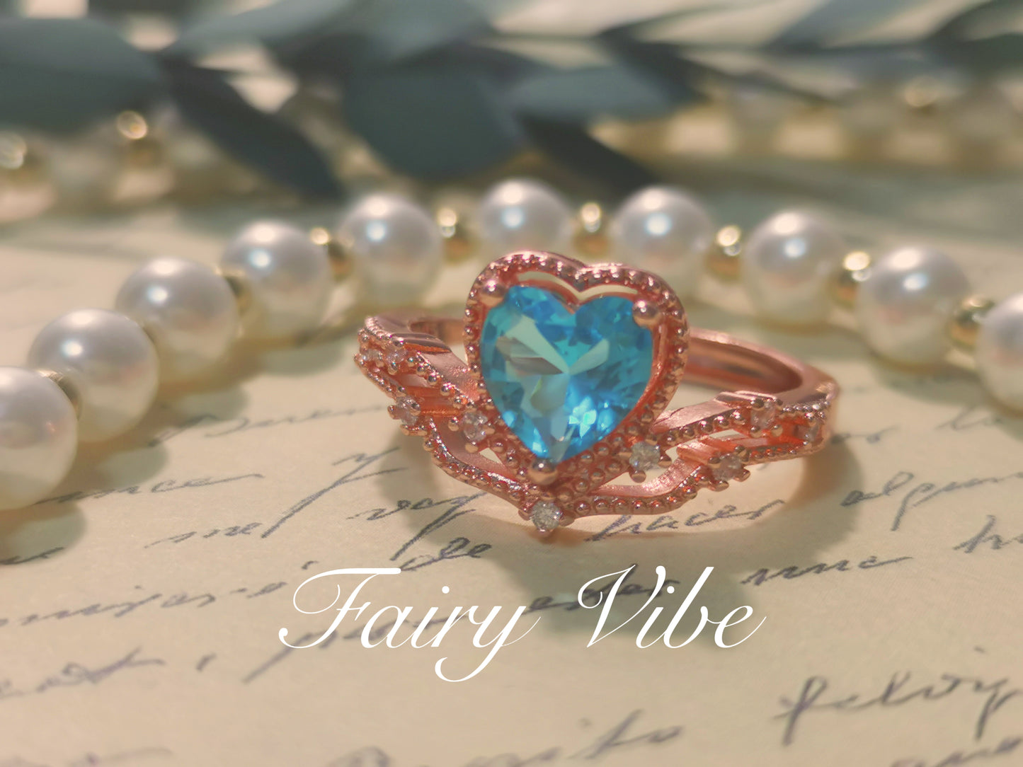 Heart Shaped Blue CZ Rose Gold Ring