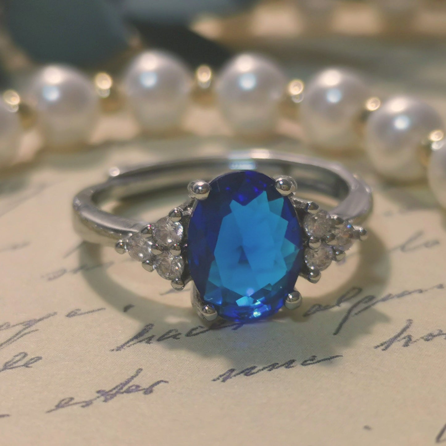 Oval Cut Royal Blue Silver Ring Daily Ring