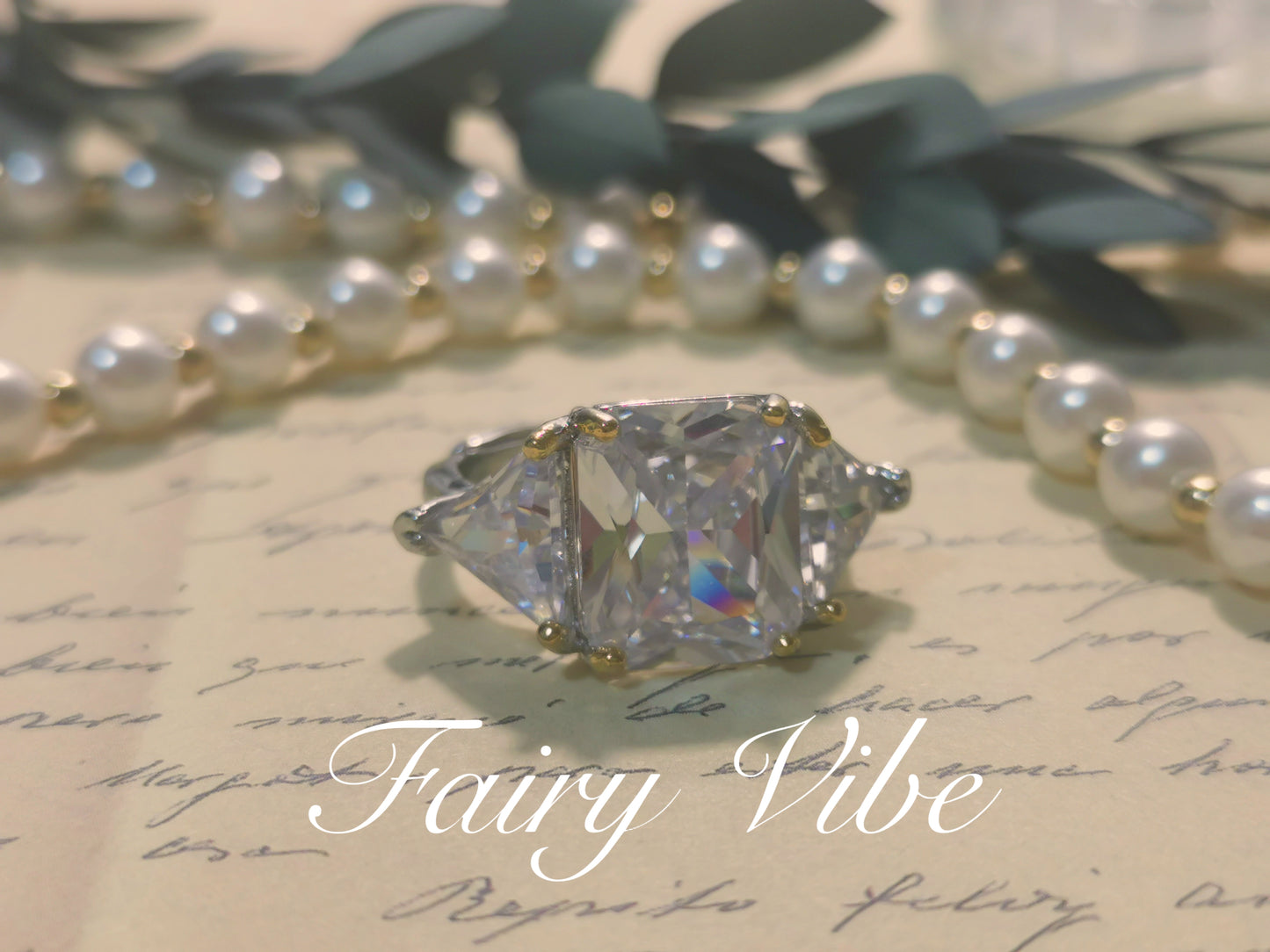 Elegant 8'' Cubic Cut Created Pink & White Moissanite Diamond Ring