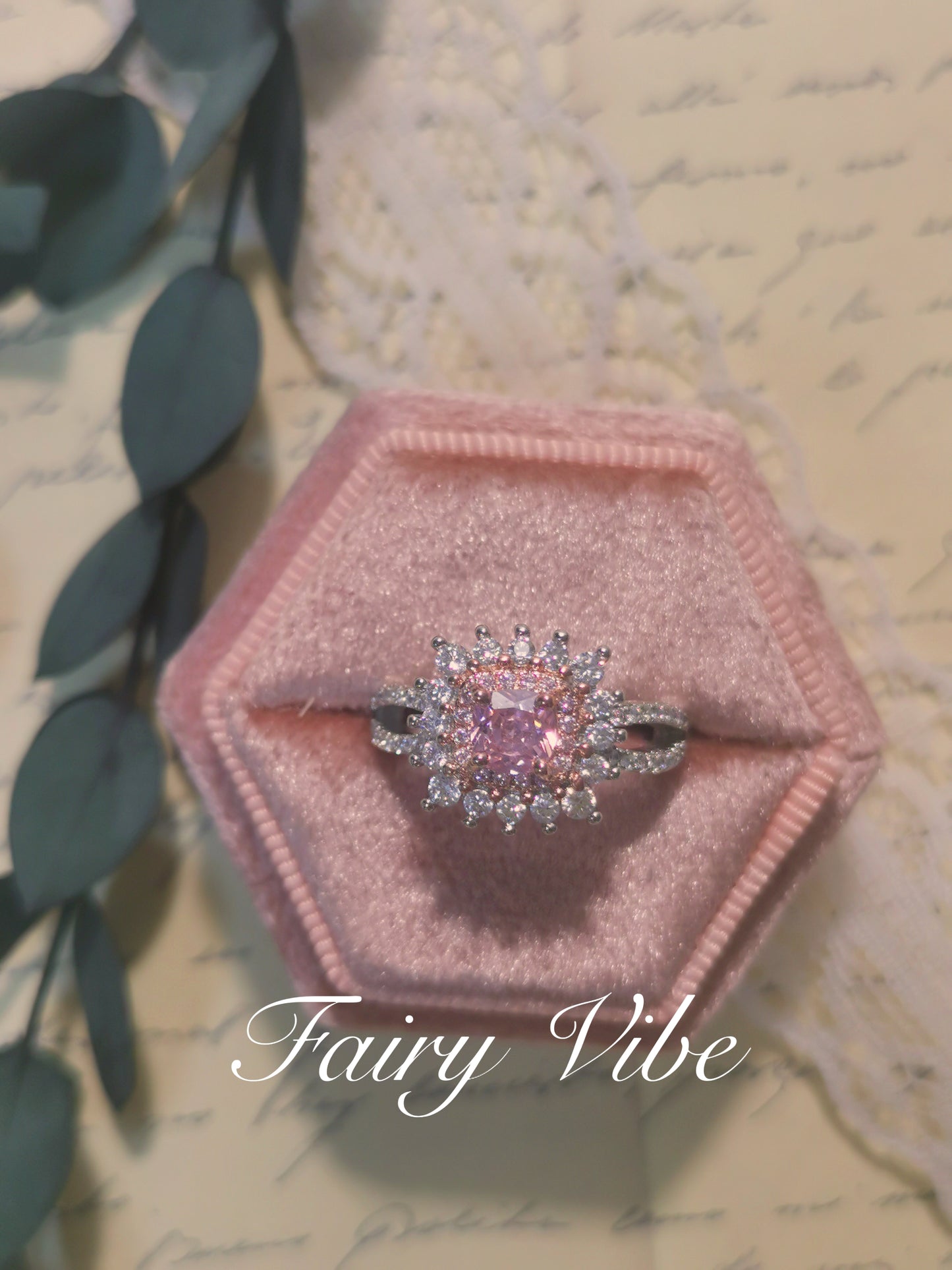 Designer Ring Flower Shaped Cubic Cut Pink CZ Daily Silver Ring