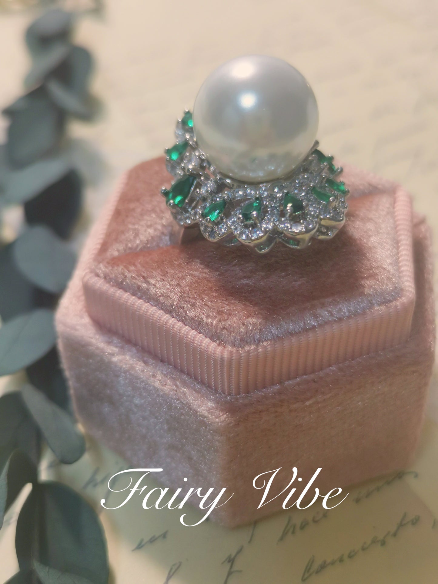 Designer Ring 12mm Cultivated White Pearl Ring