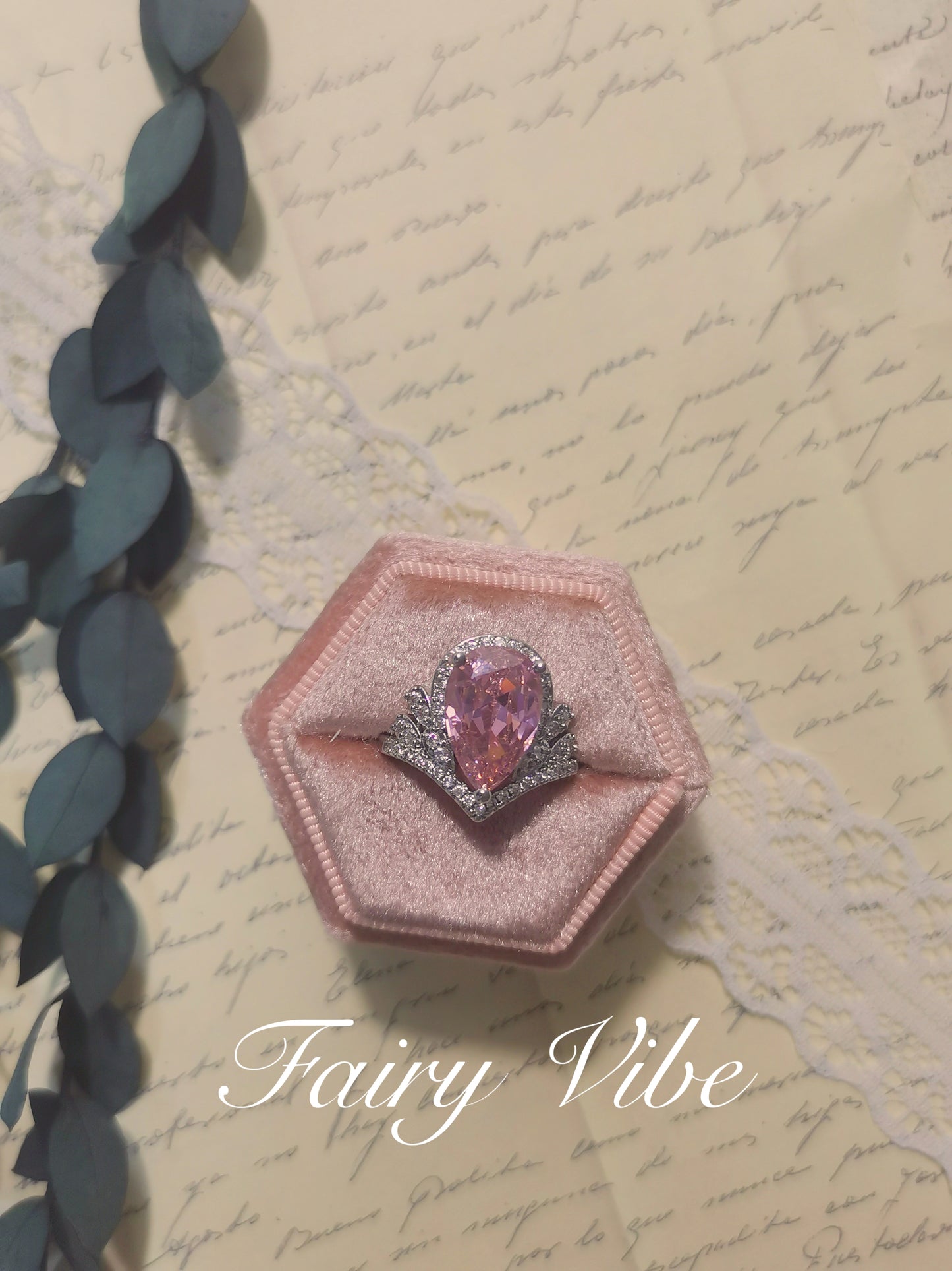Luxury Designed Pear Cut Pink CZ Ring
