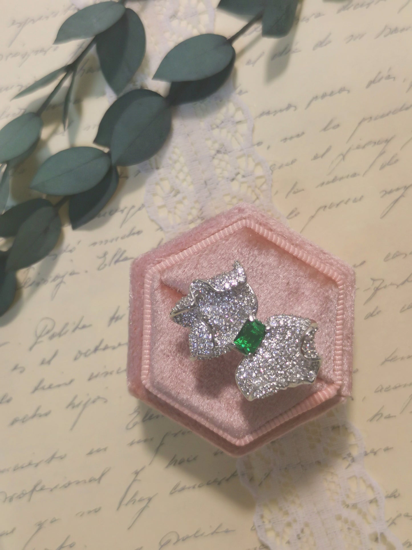 Designer Ring Bowknot Shape Emerald cut Ring