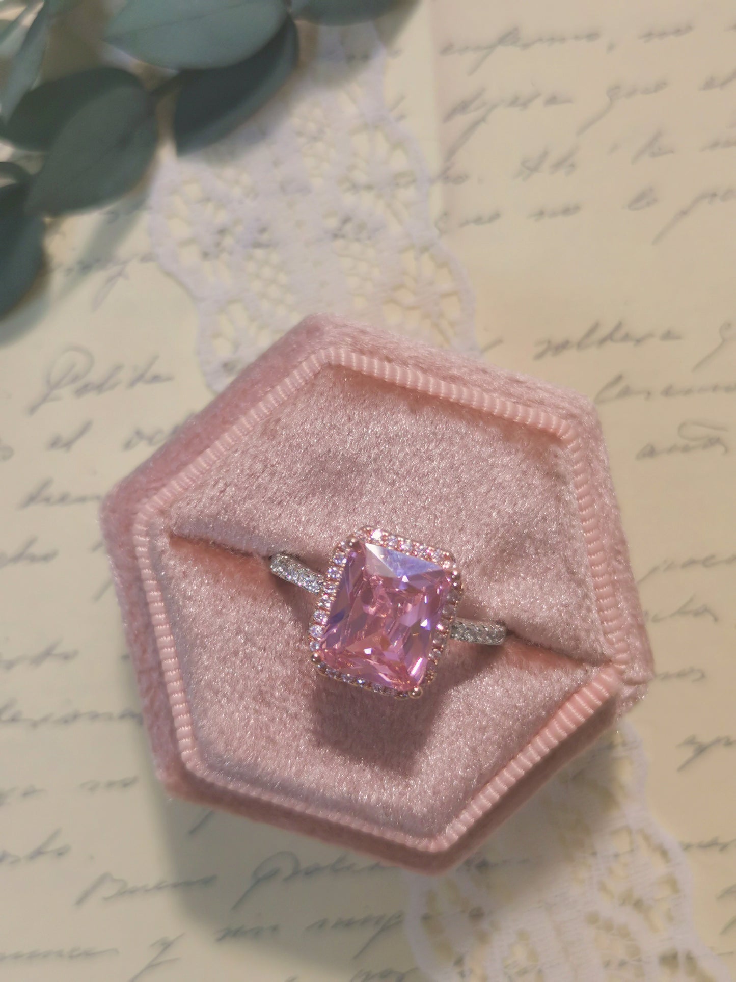 Gorgeous 925 Silver Princess Cut Yellow & Pink CZ Ring