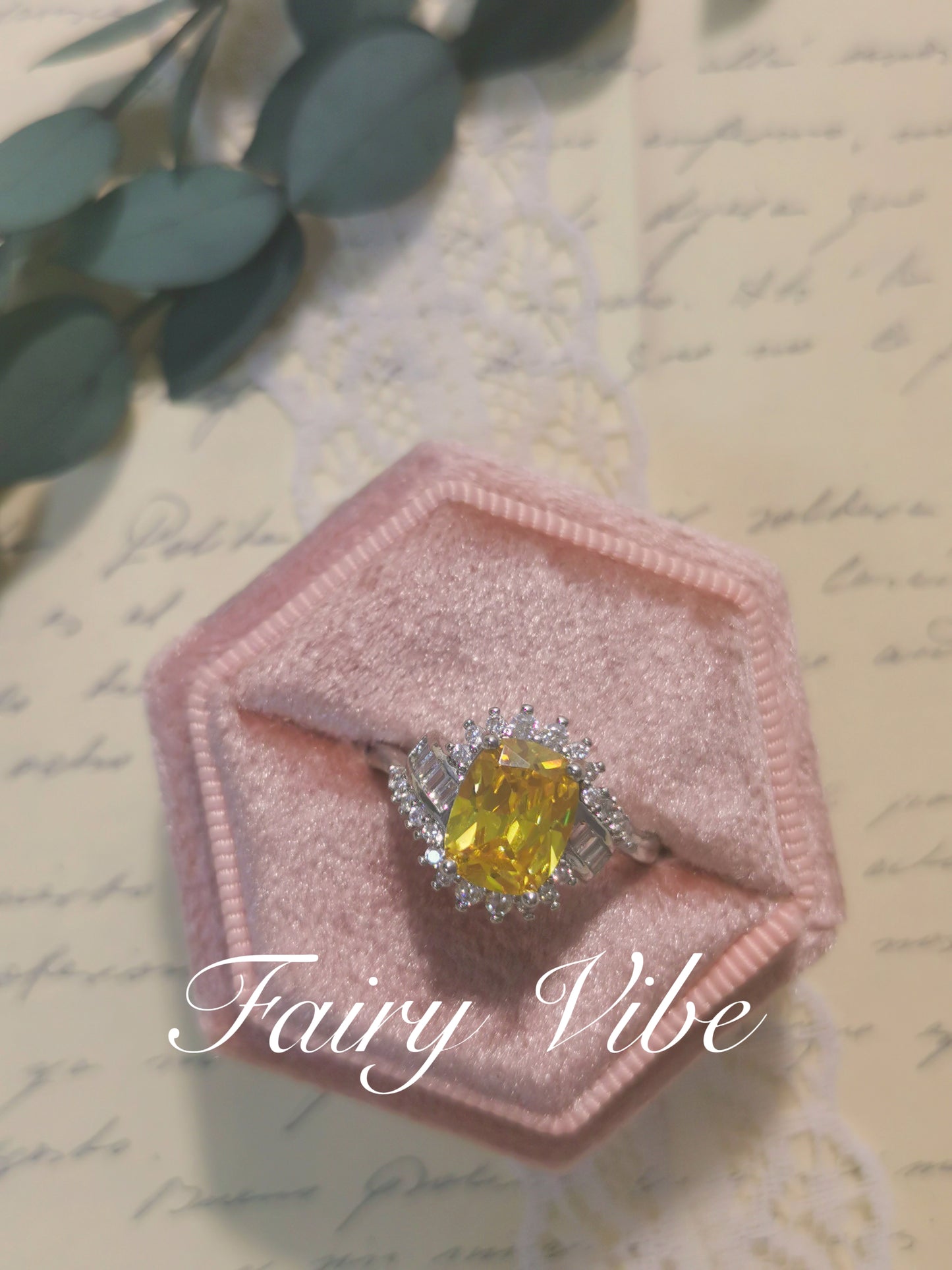 Designer ring Yellow  Fine Cut CZ Silver Ring