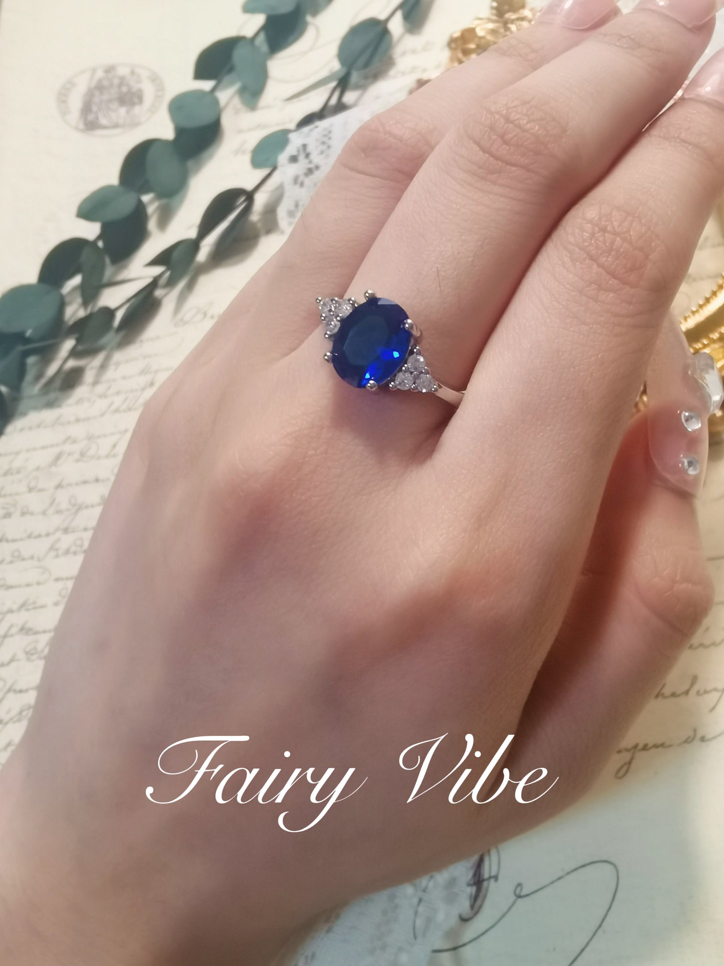 Oval Cut Royal Blue Silver Ring Daily Ring