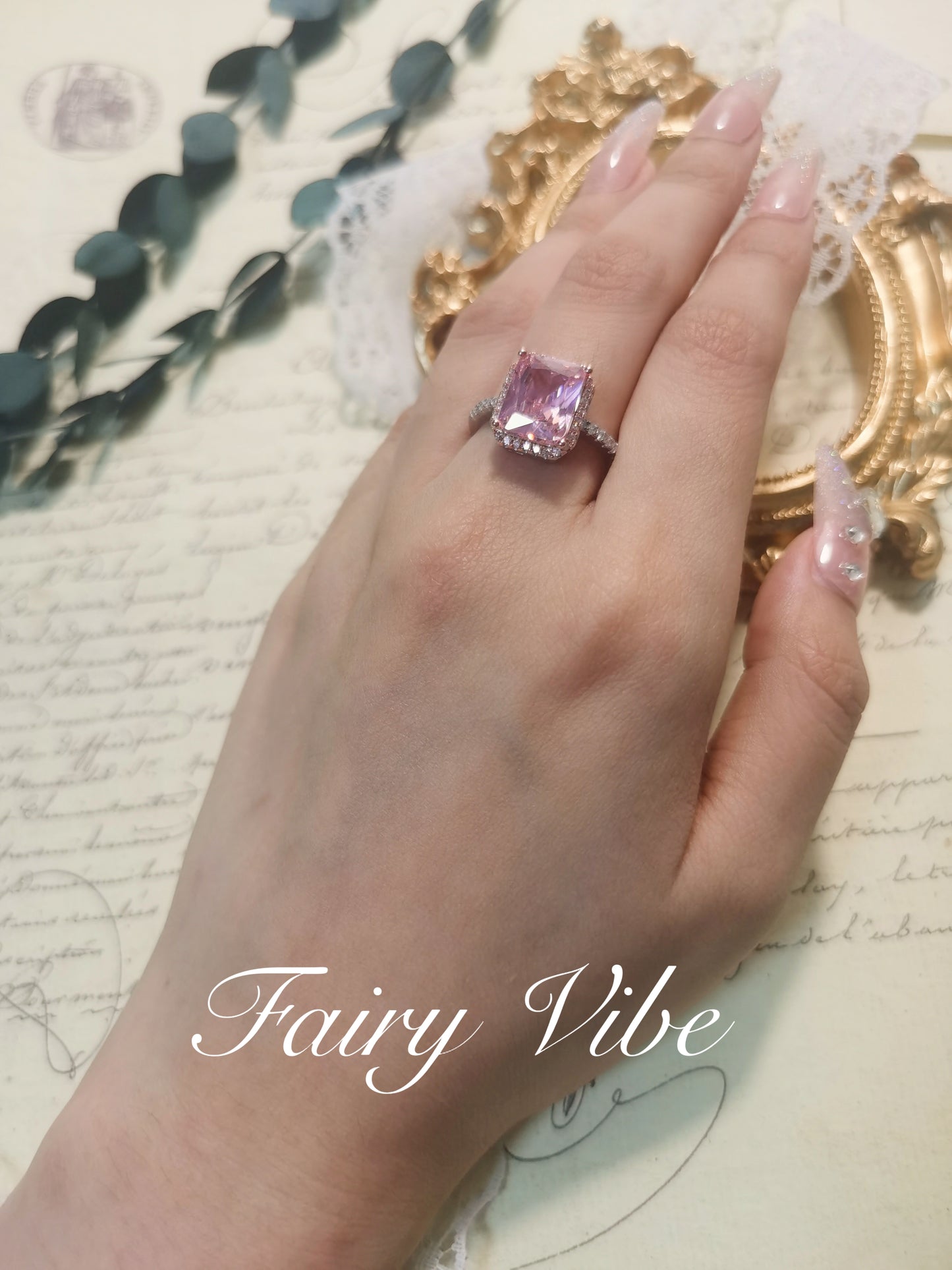 Gorgeous 925 Silver Princess Cut Yellow & Pink CZ Ring