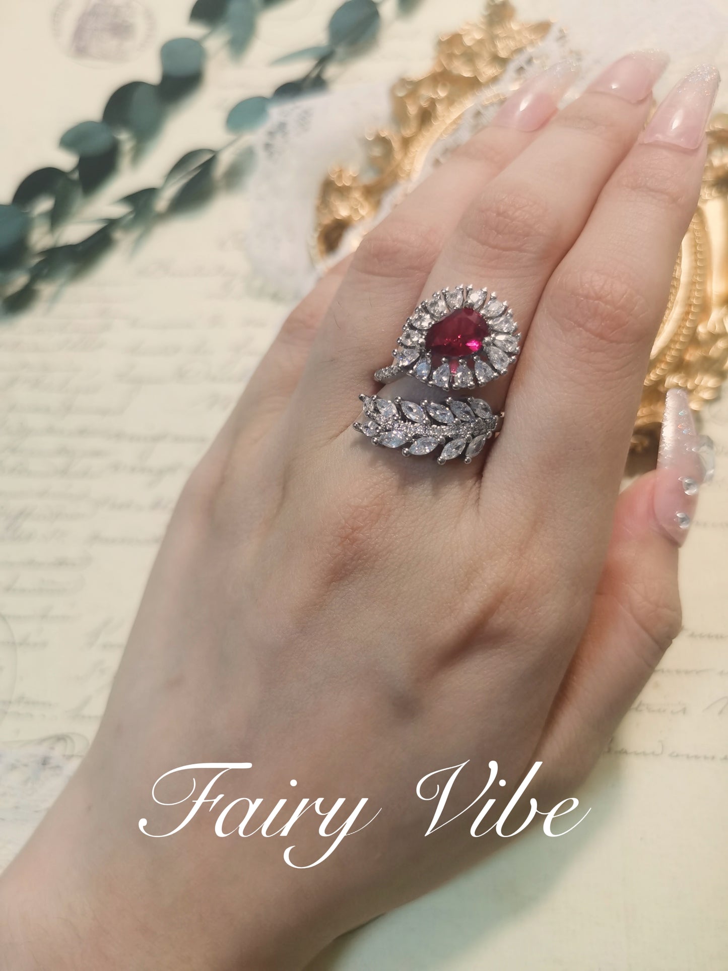 Palm Shaped Cocktail Created Rube Silver Ring