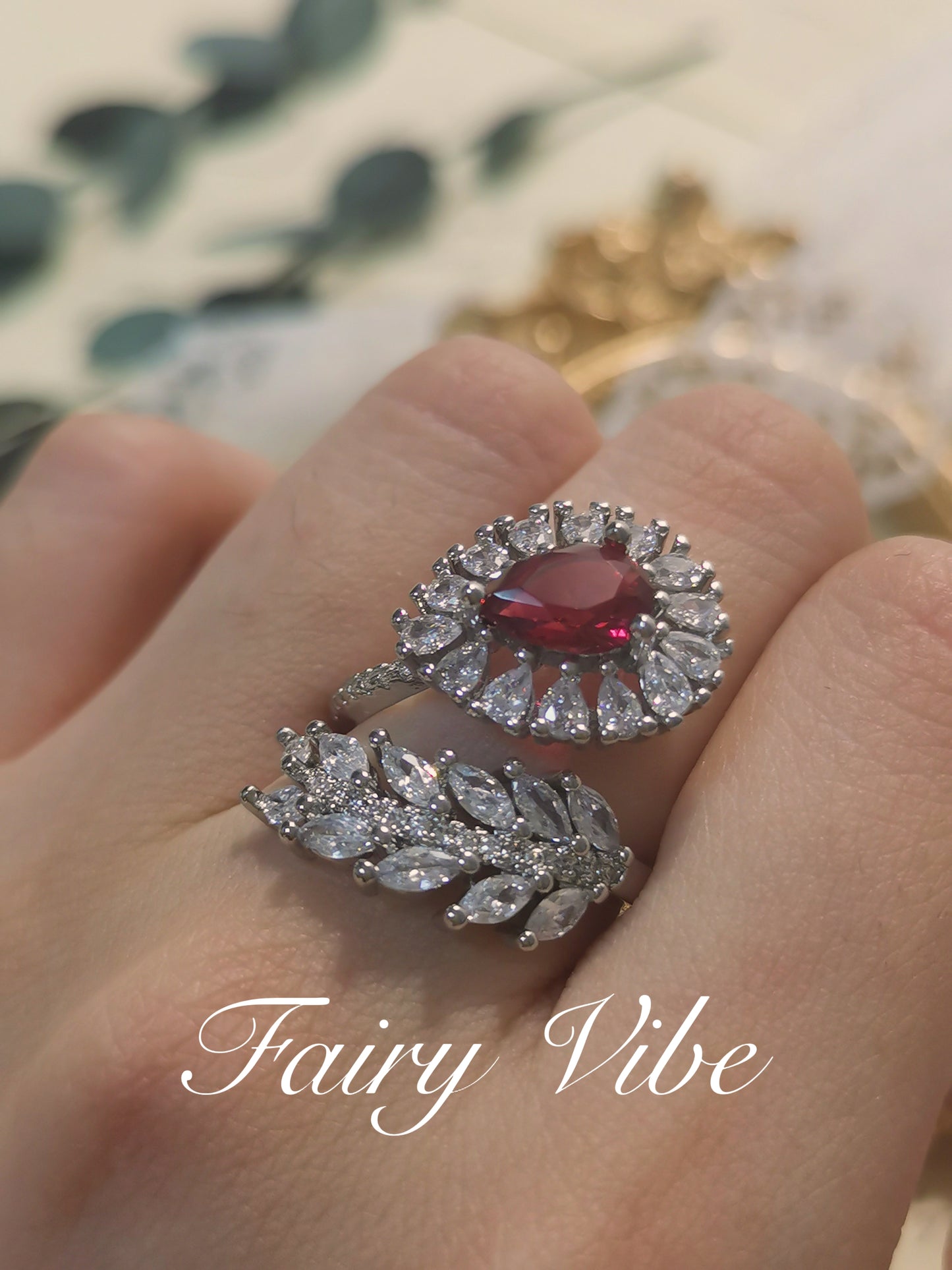 Palm Shaped Cocktail Created Rube Silver Ring