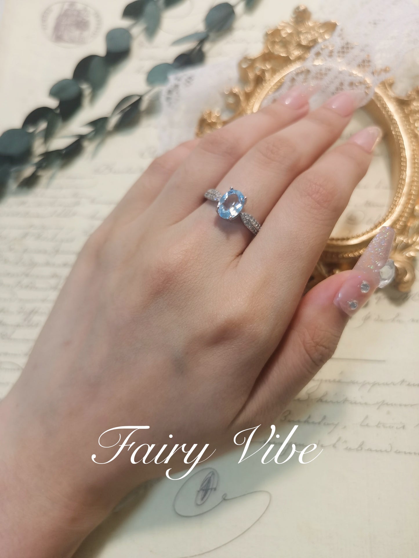 Oval Cut Light Blue CZ Silver Ring Daily Rings