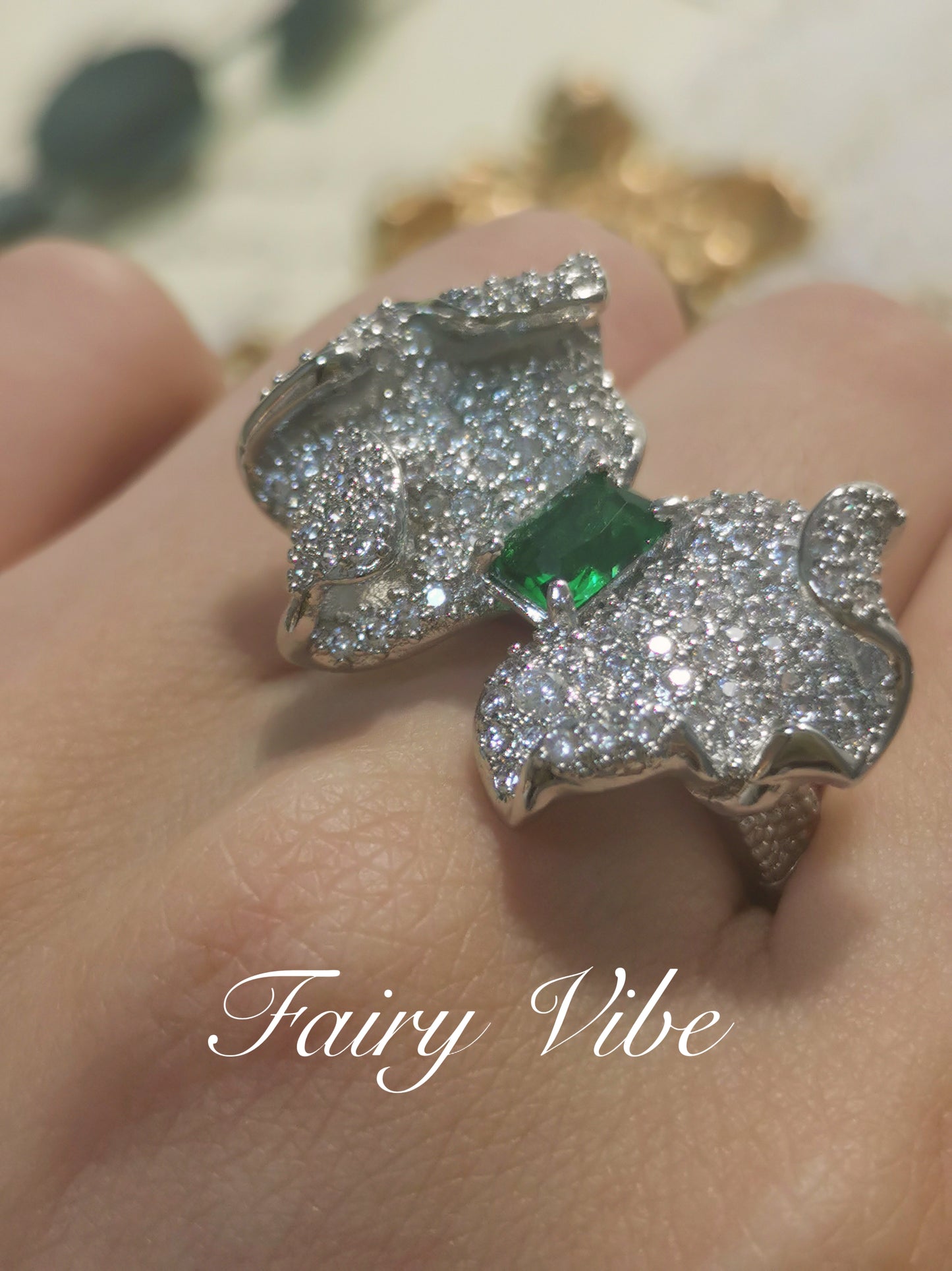 Designer Ring Bowknot Shape Emerald cut Ring