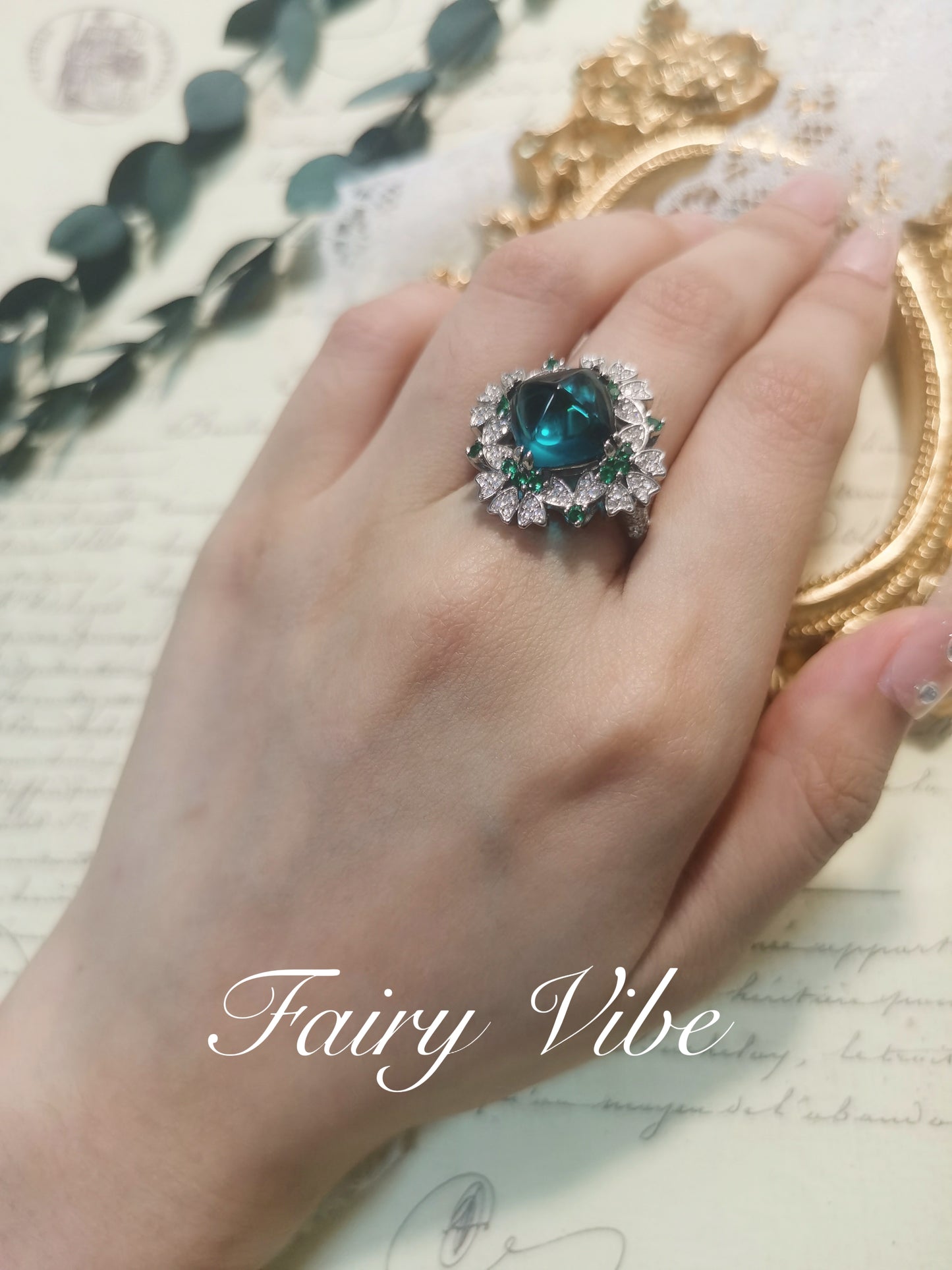 Sugar-loaf Cut Fine Craving 5'' Dark Green CZ Ring