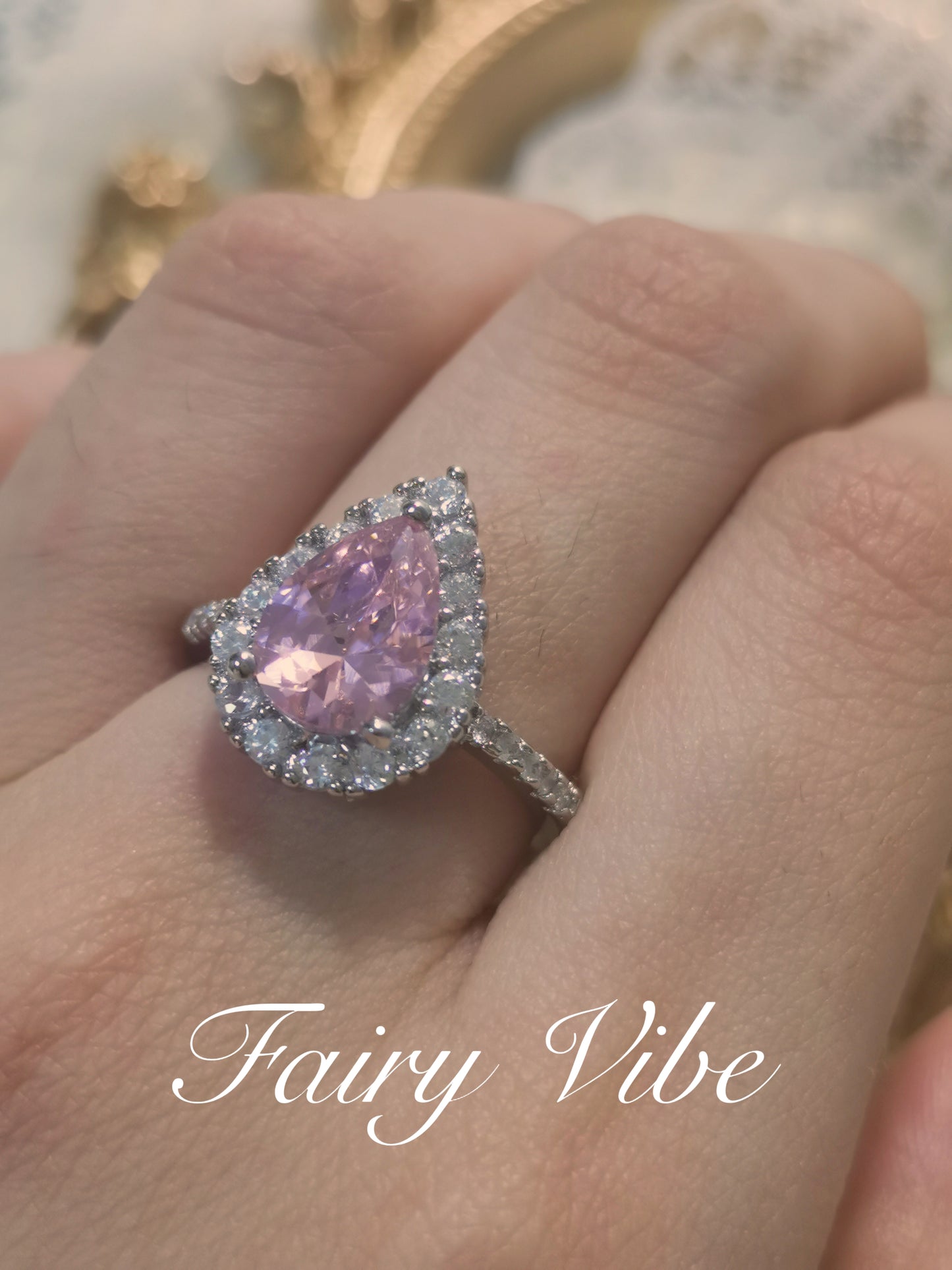 Pear Cut 5ct Pink & Yellow Cubic Zirconia Silver Ring