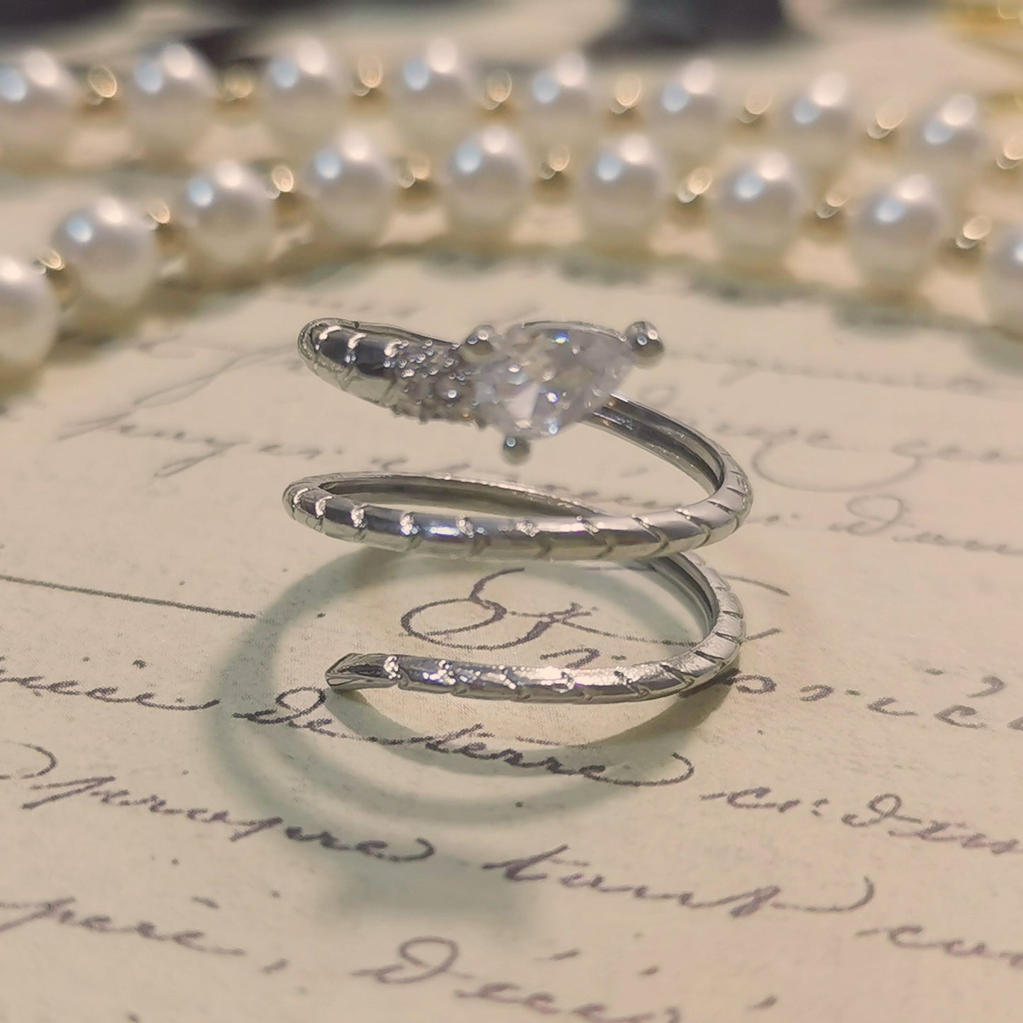 Designer Ring Snake Shaped Creative Ring Silver Daily Ring