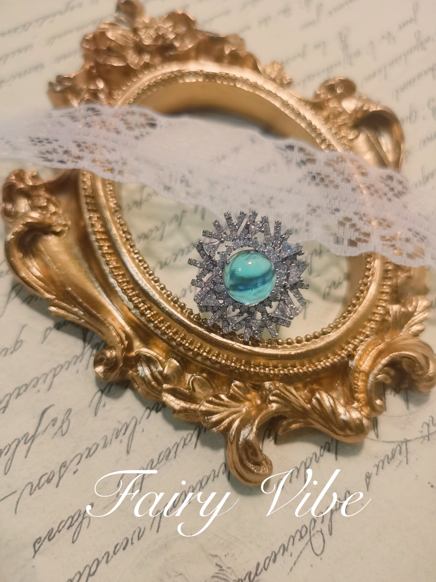 Designer Ring Snowflake Shaped Silver Ring with Spherical Cut Sky Blue CZ