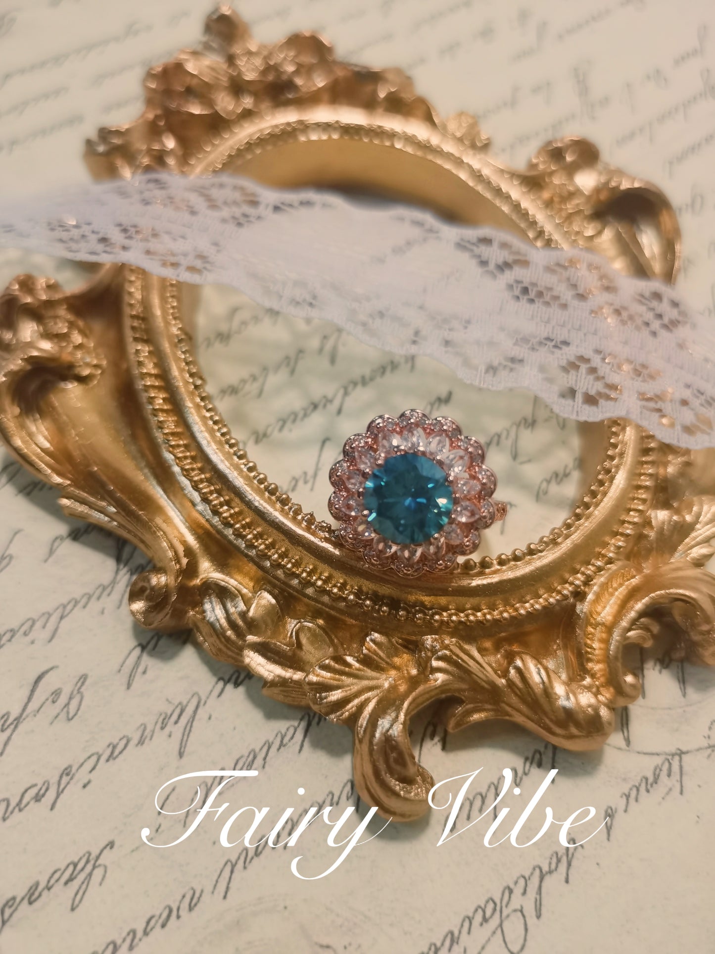 Designer Ring Fine Craved Created Greenish-blue Moissanite Diamond Rose Gold Ring