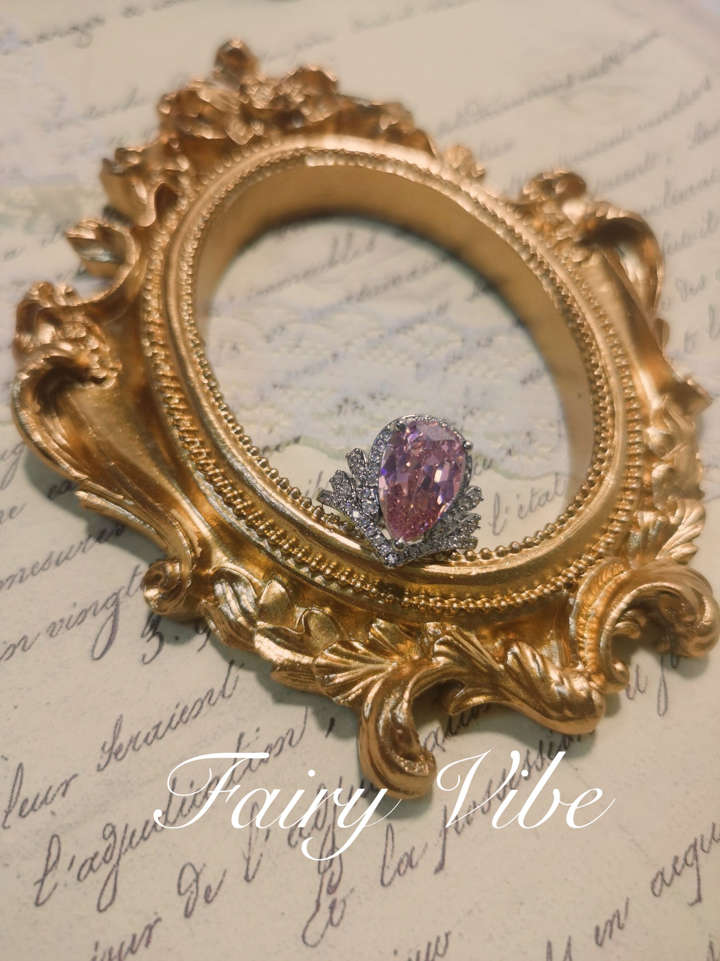 Luxury Designed Pear Cut Pink CZ Ring