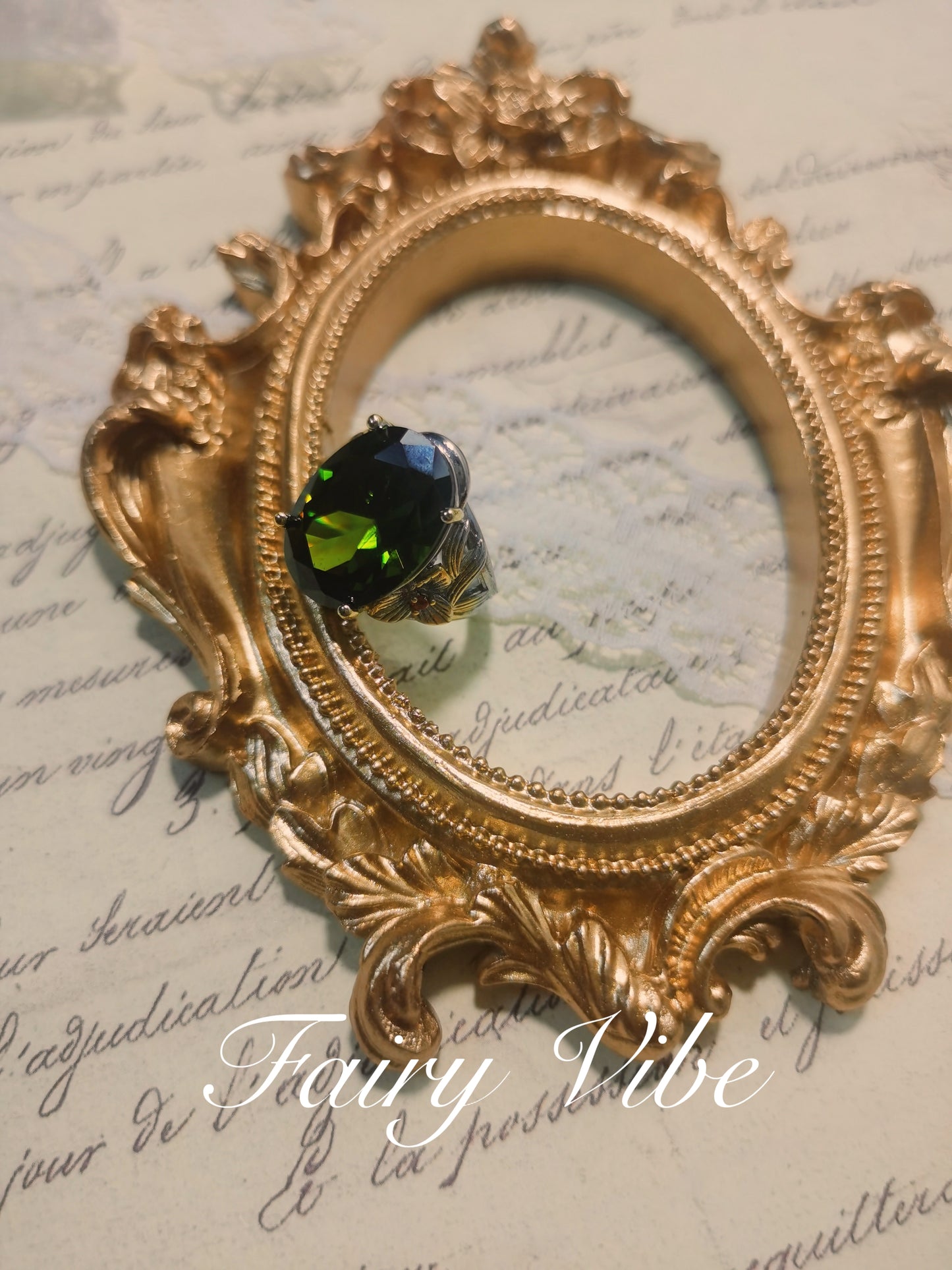 Oval Cut Olive CZ Fine Carving Ring