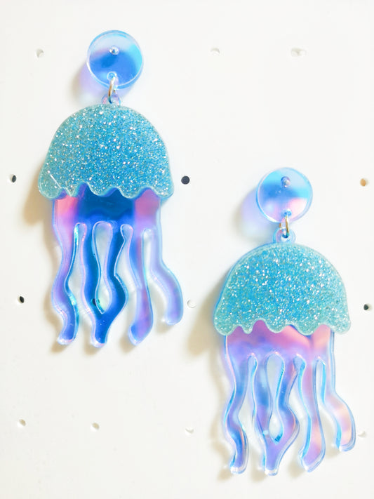 Blue Laser Jellyfish Earring funny earring party earring