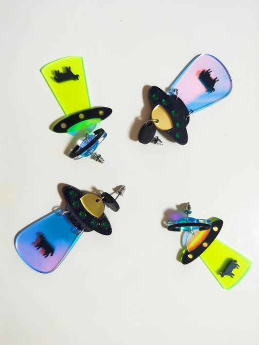 UFO Earrings Laser Color Earrings party earring gift earrings funny