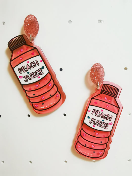 Peach Juice Bottle Earring, creative gift, daily earring, funny