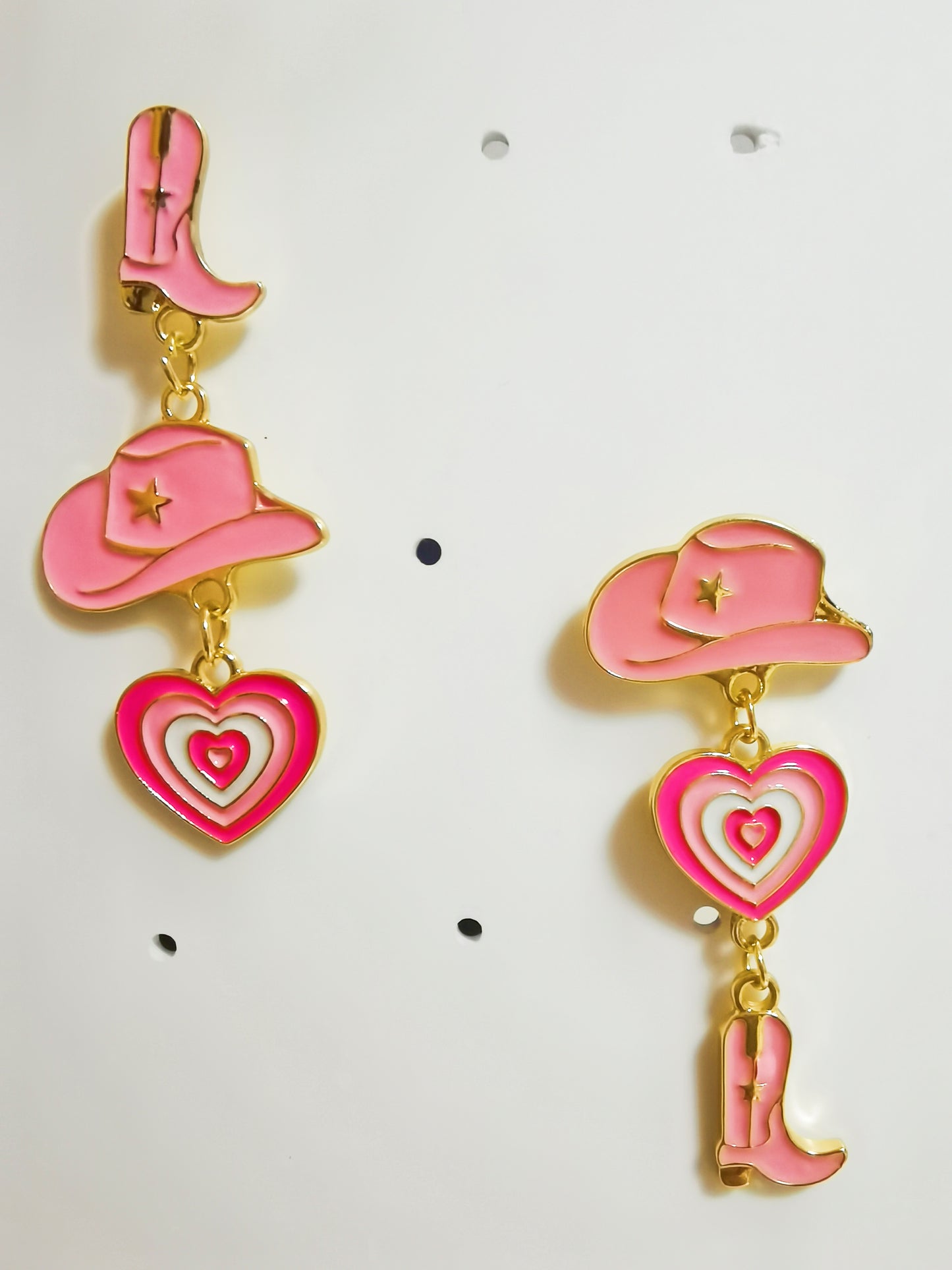 Cowboy Suits Pink Heart Earring, fashion wearing daily earring gift